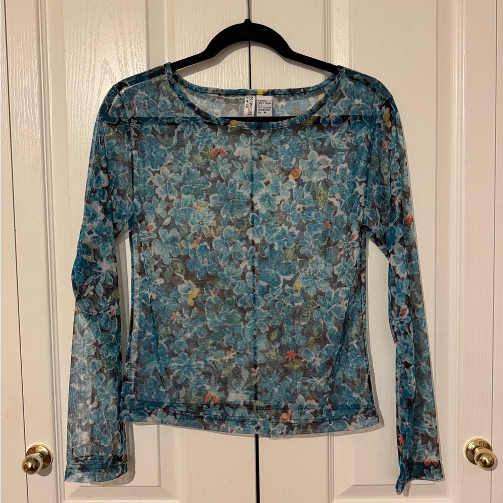 Newport Blue Fitted Long Sleeve Blouse